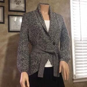 Wonderful knit houndstooth wrap sweater.